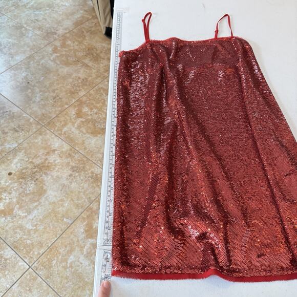 Free People Time To Shine Allover Sequin Slip Dress Size XS Red Mini Glam Grunge - Picture 9 of 13